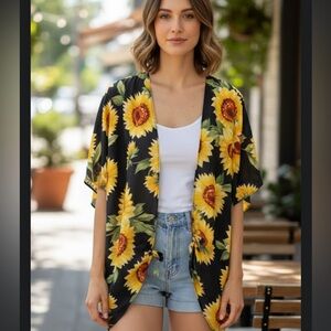 LF Love of Fashion NY Sunflower Kimono Cover Up NWT